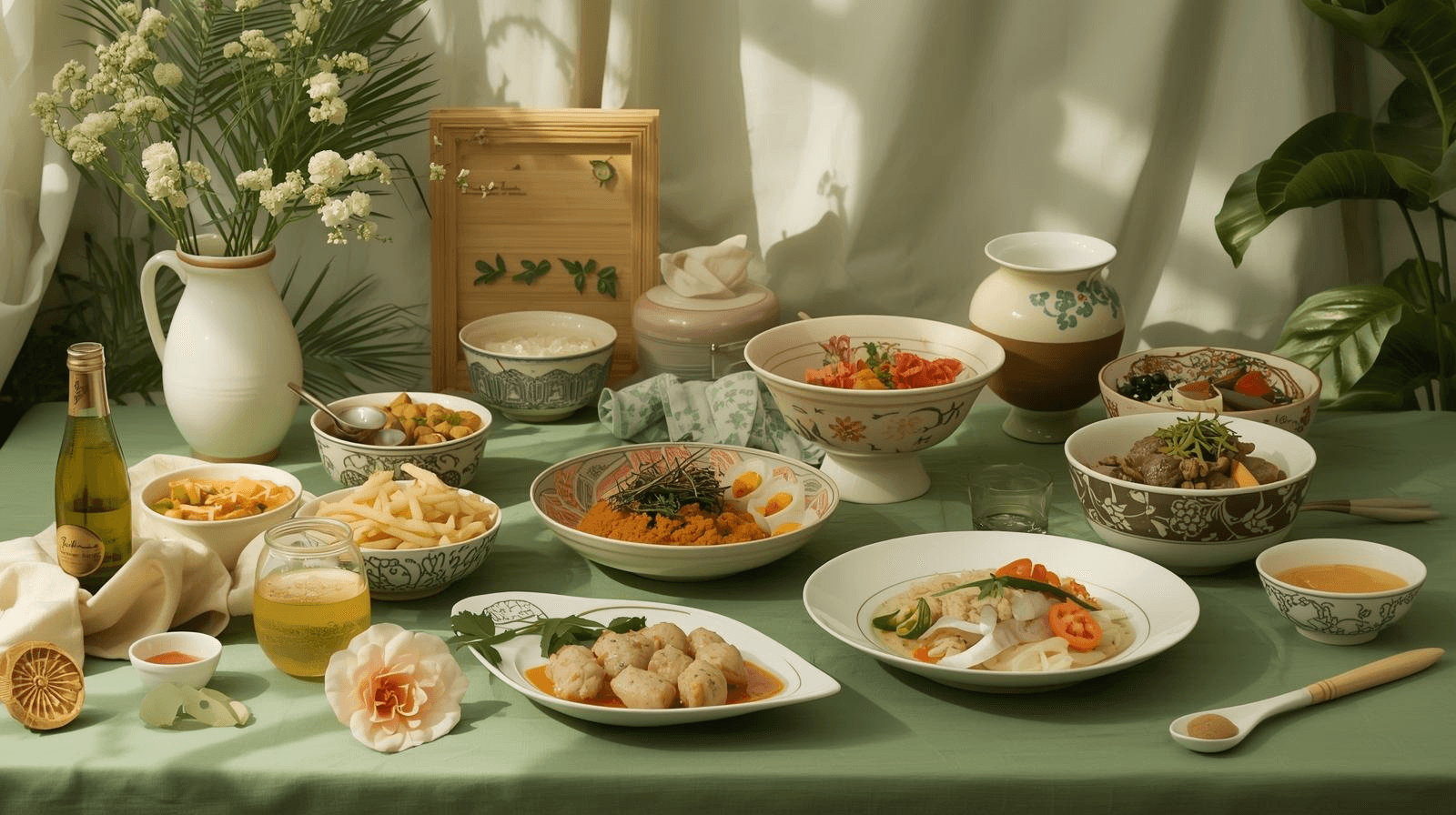 Steam rising from a ceramic teacup on a brass countertop in dim ambient light